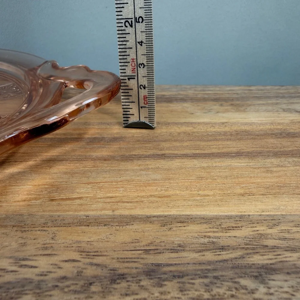 Jeannette Glass Pink Depression Glass Doric Pattern Round Serving Tray 12 inch